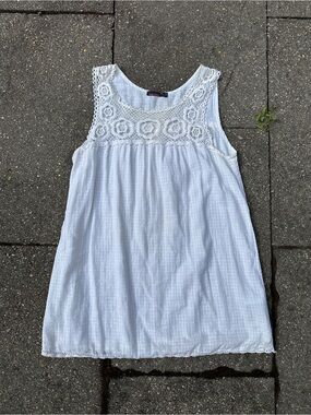 Devoted Luxury Apparel White Crochet Yoke Boho Tank Top Medium